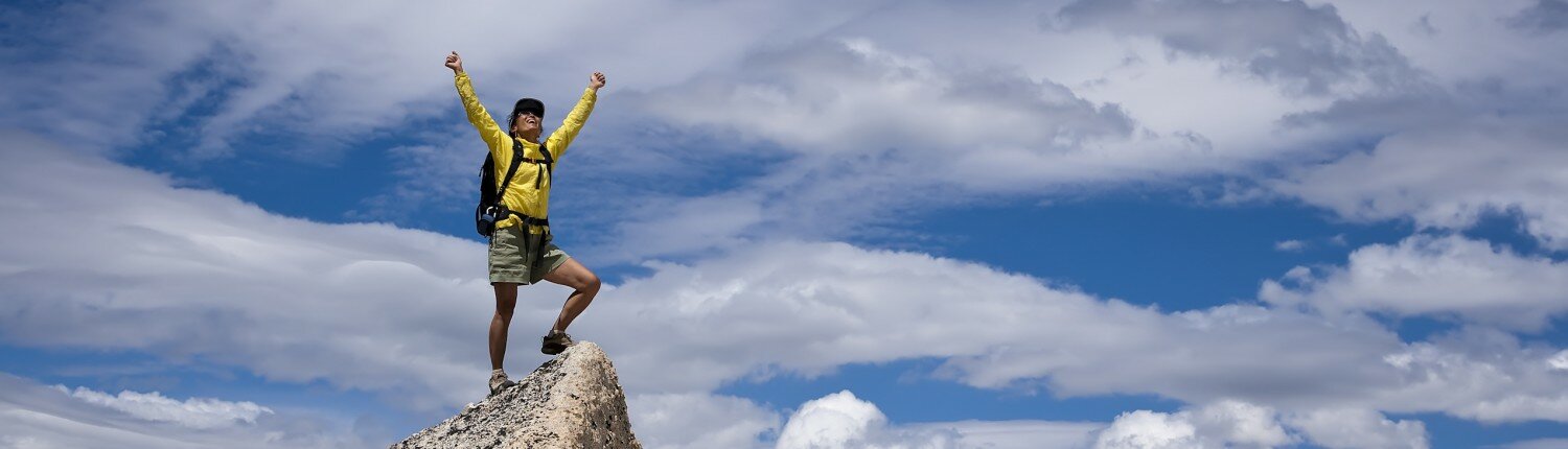 Rock climber on the summit.